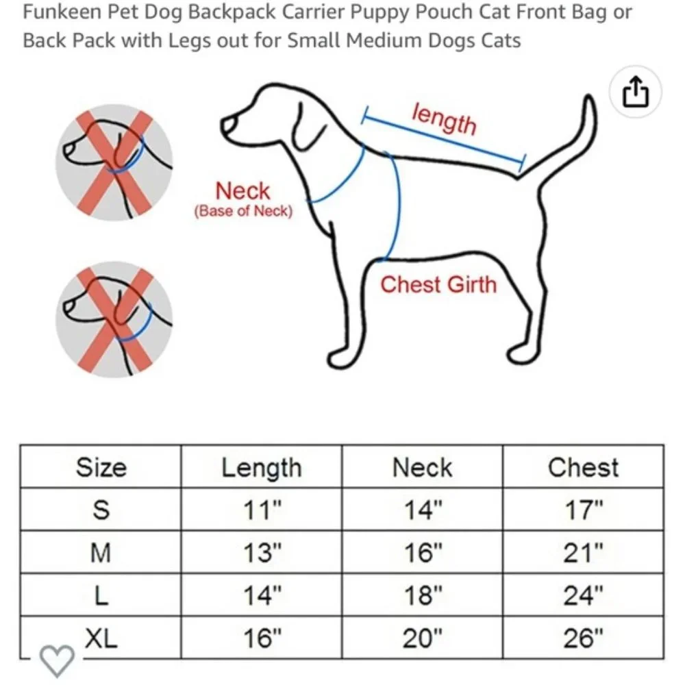 NWOT Funkeen Pet House Pet Backpack Carrier, M